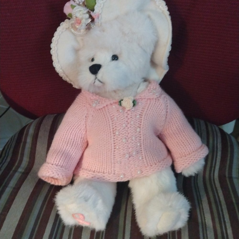 ❤️ASHTON DRAKE HOPE Gallery Teddy Bear by Vicky Lougher Pink Ribbon